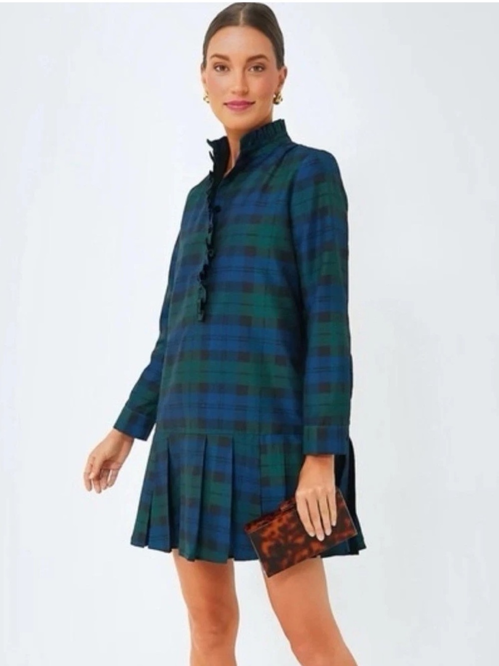 Tuckernuck Blackwatch Plaid Tate Dress size M Small Long Sleeve Mini